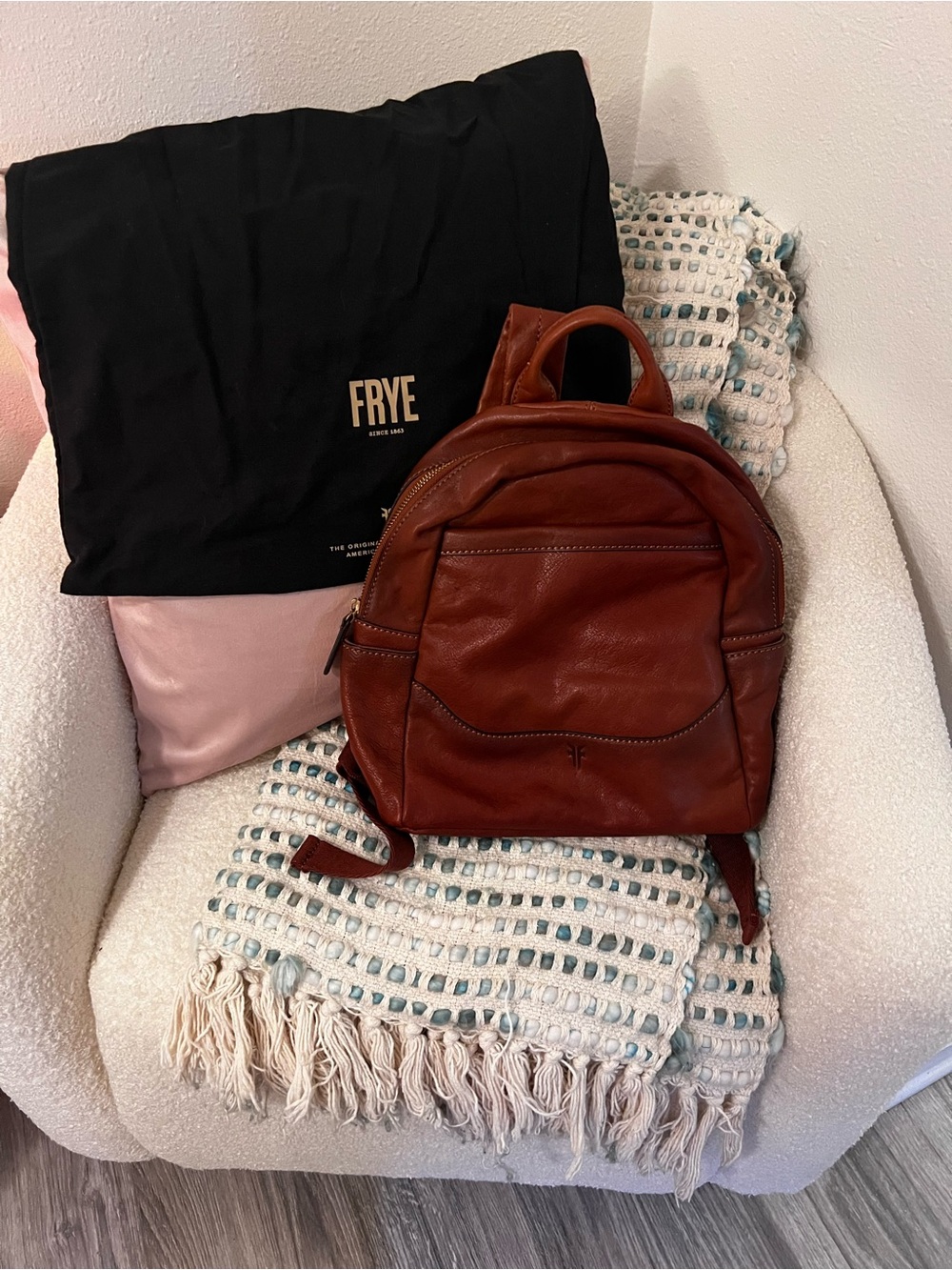 Frye Rustic Chestnut Leather Mini Backpack